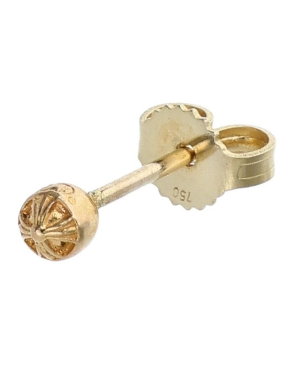 Chrome Hearts 22k Stud Ball Mini Cross Gold Earrings